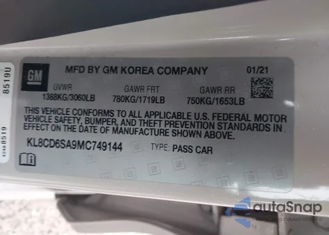 2021 Chevrolet Spark Fwd 1Lt Automatic from USA, damaged, VIN KL8CD6SA9MC749144